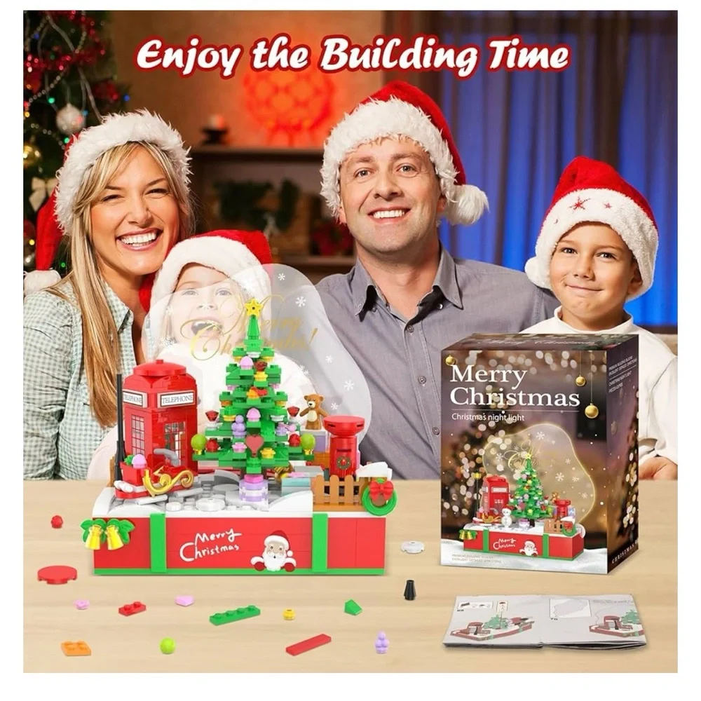 Christmas Building Block Set with Tree and Snowman